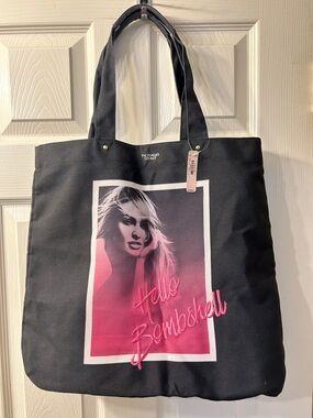 Victoria's Secret Black and Pink Photo-Print Canvas Tote